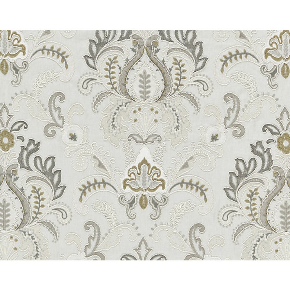 Scalamandre SC 000227164 Norden Ava Damask Embroidery Fabric in Mineral