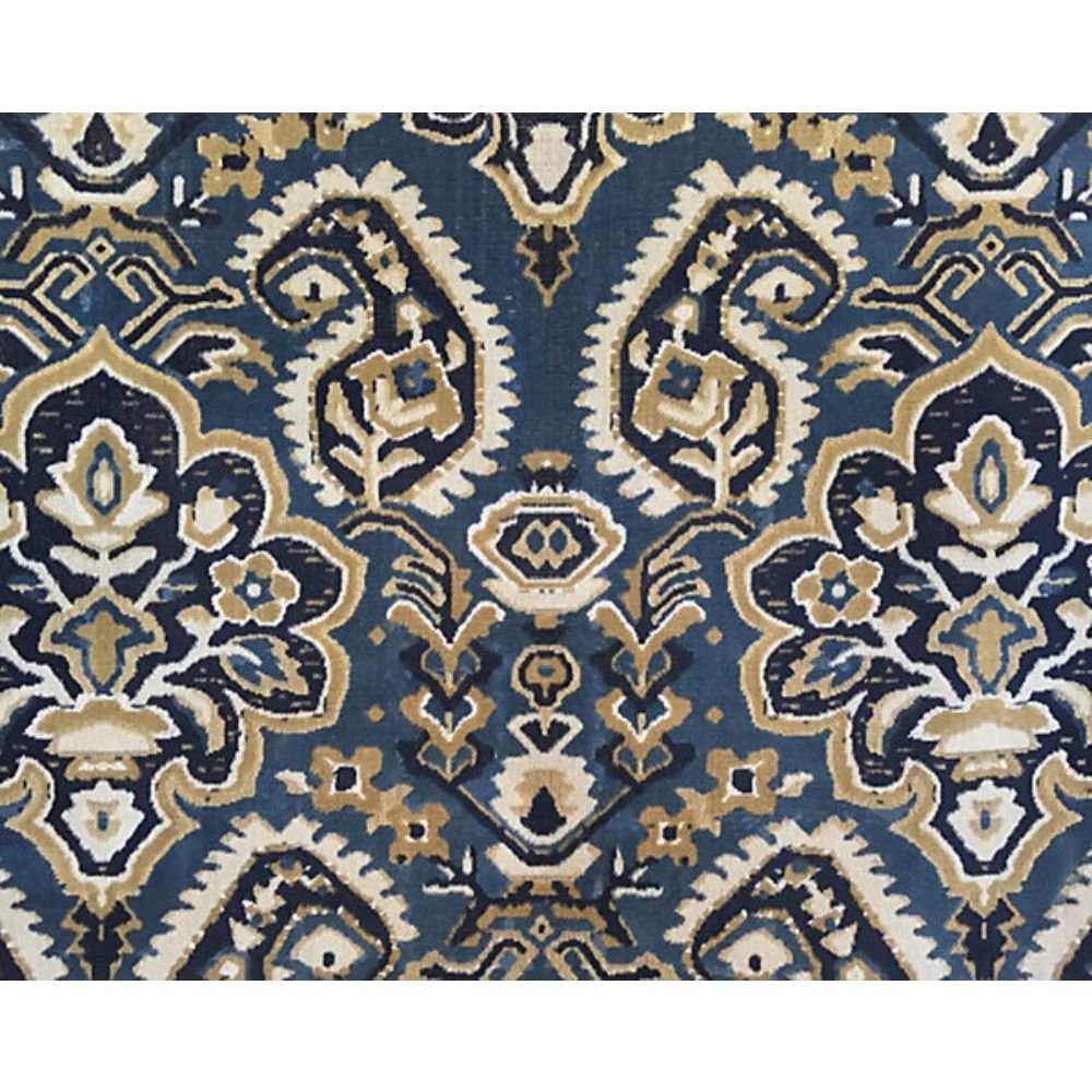 Scalamandre SC 000227171 La Boheme Oushak Linen Velvet Fabric in Indigo