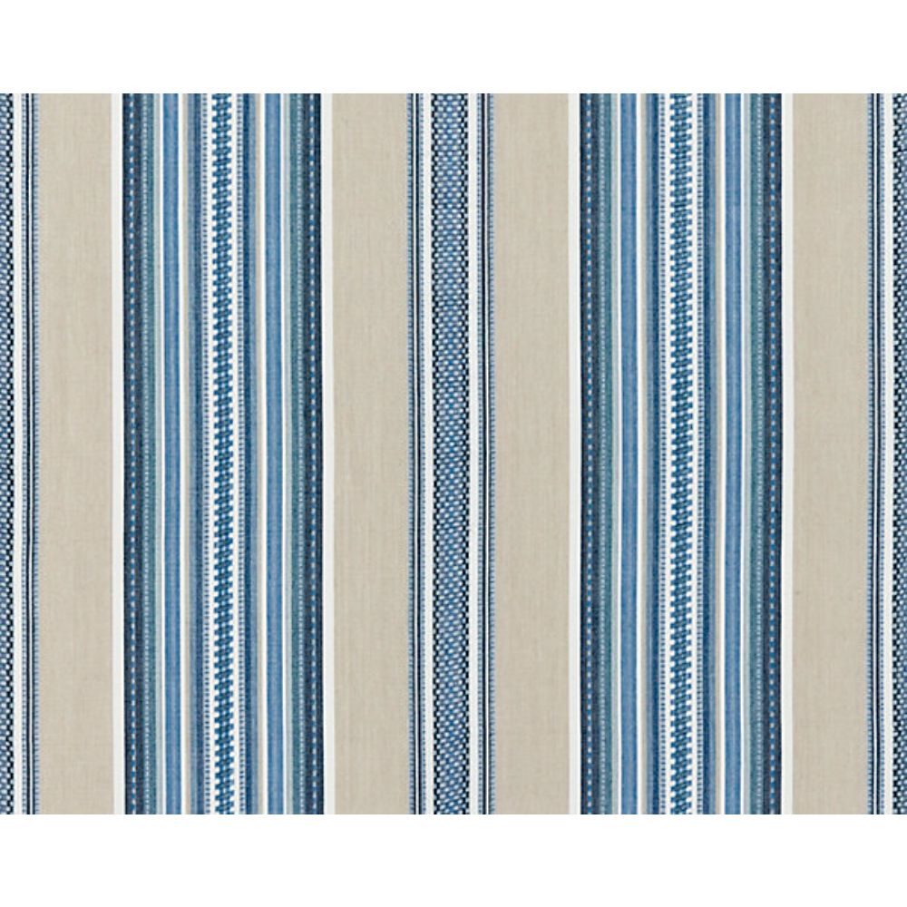 Scalamandre SC 000227180 La Boheme Cyrus Cotton Stripe Fabric in Chambray