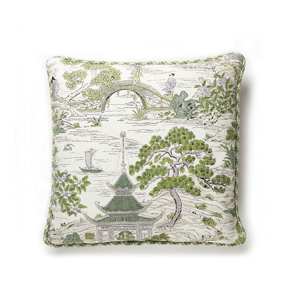Scalamandre SC 0002SATOPILL Satomi Hand Block Print Pillow Pillow in Lavender & Citron