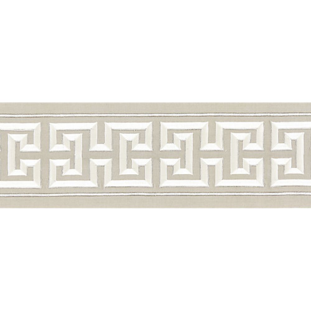 Scalamandre SC 0002T3280 Oriana Imperial Embroidered Tape Trimming in Pearl Grey