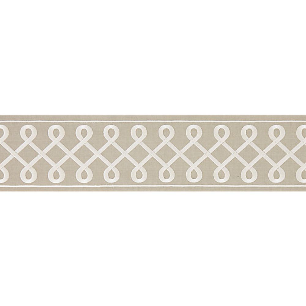 Scalamandre SC 0002T3281 Oriana Soutache Embroidered Tape Trimming in Pearl Grey