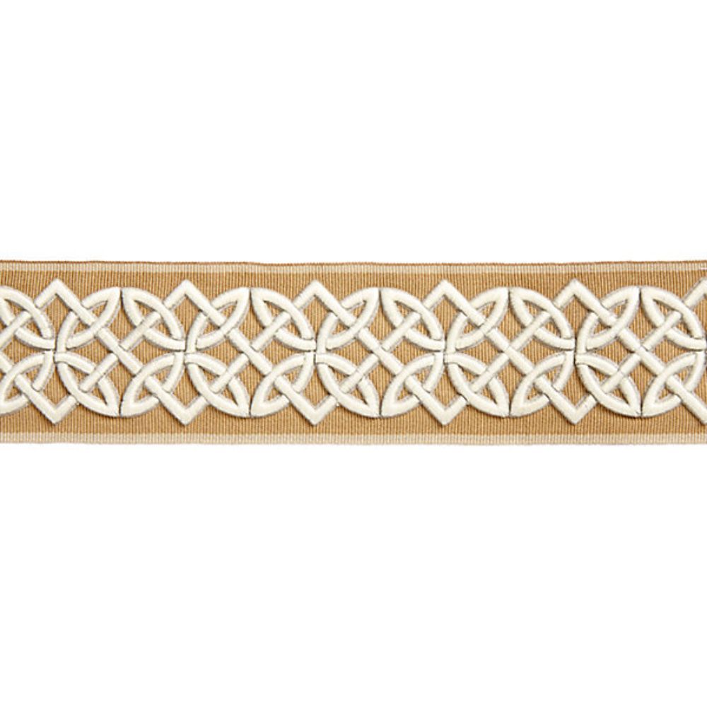 Scalamandre SC 0002T3282 Hamptons Celtic Embroidered Tape Trimming in Camel