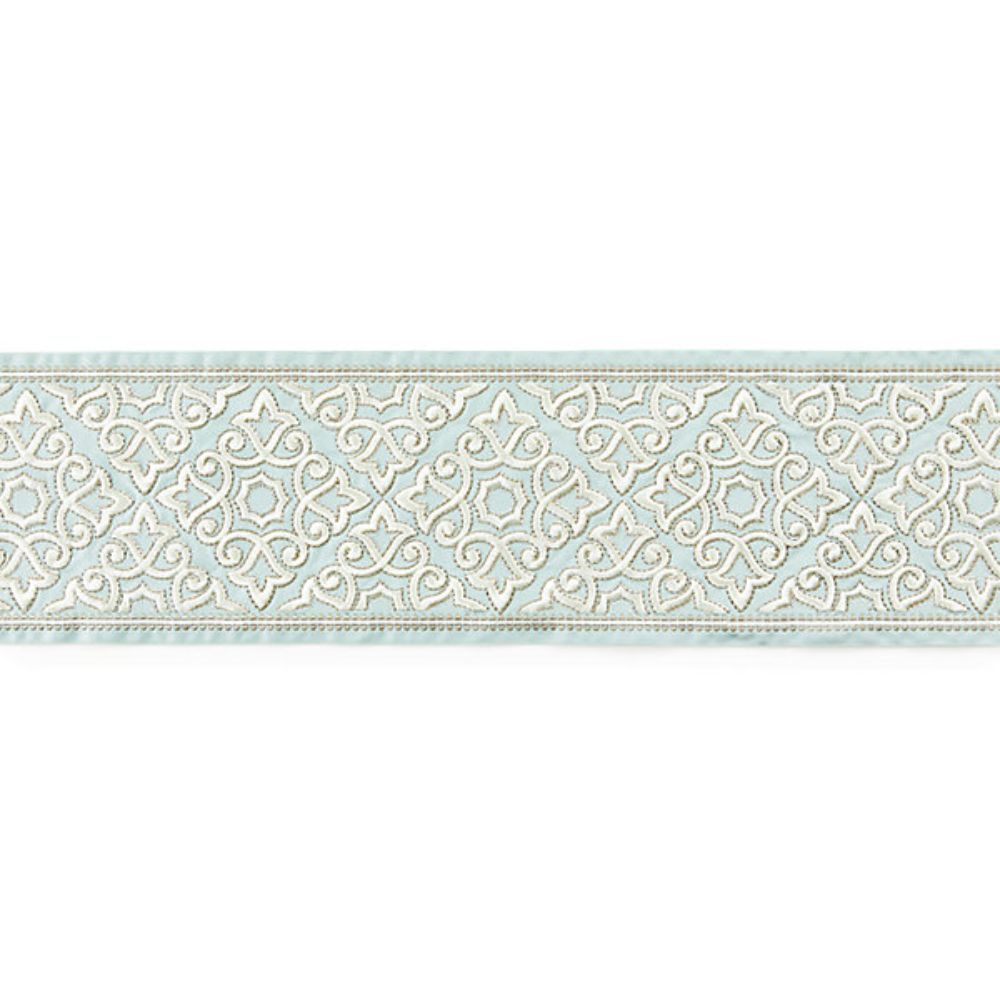 Scalamandre SC 0002T3320 Chinois Chic Ornamental Embroidered Tape Trimming in Aquamarine