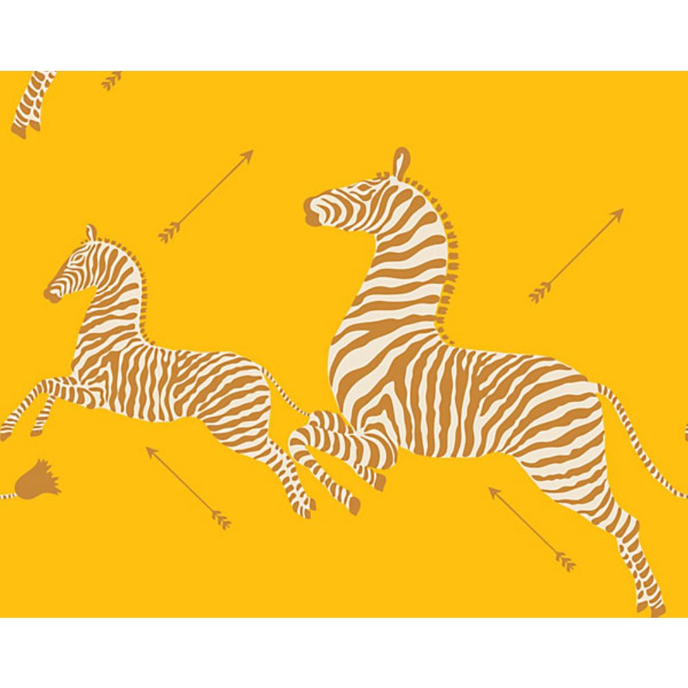 Scalamandre SC 0002WP81388M Zebras Zebras Wallcovering in Zanzibar Gold