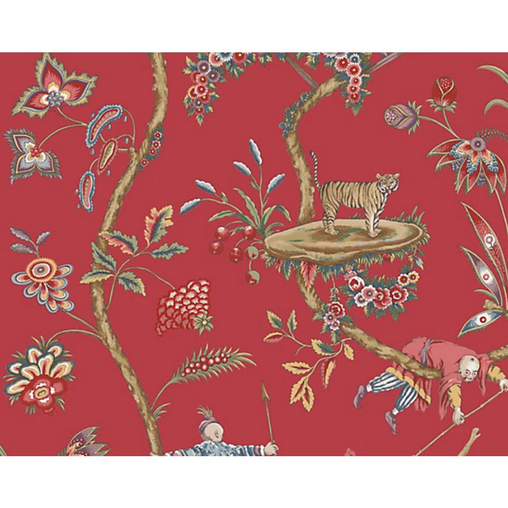 Scalamandre SC 0002WP81547 Chinoise Exotique Wallcovering in Tomato