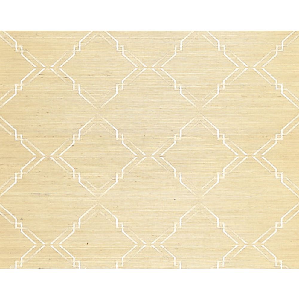 Scalamandre SC 0002WP88383 Kingsley Monroe Embroidered Grasscloth Wallcovering in Papyrus