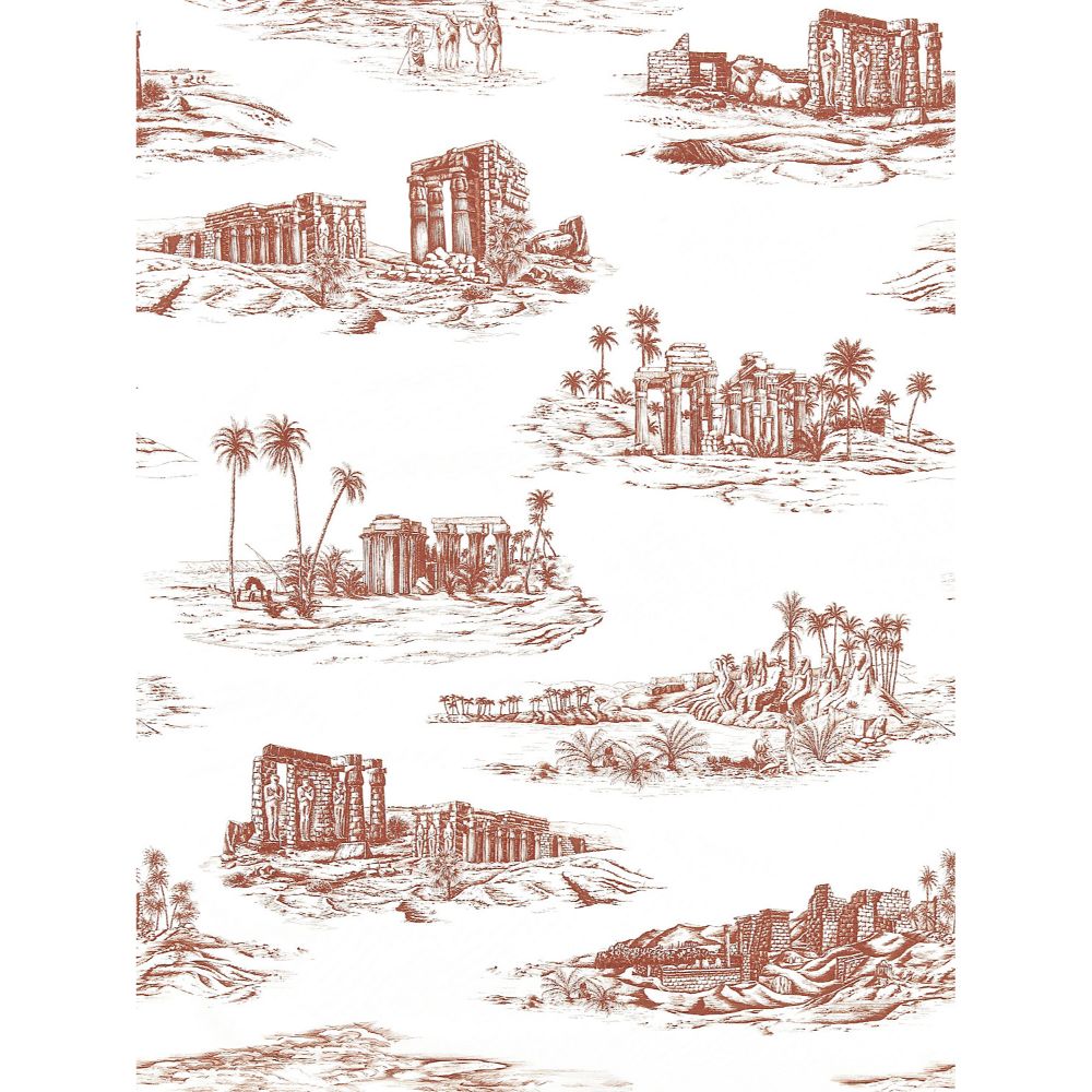Scalamandre SC 000316635 Cairo Toile Fabric in Red Clay