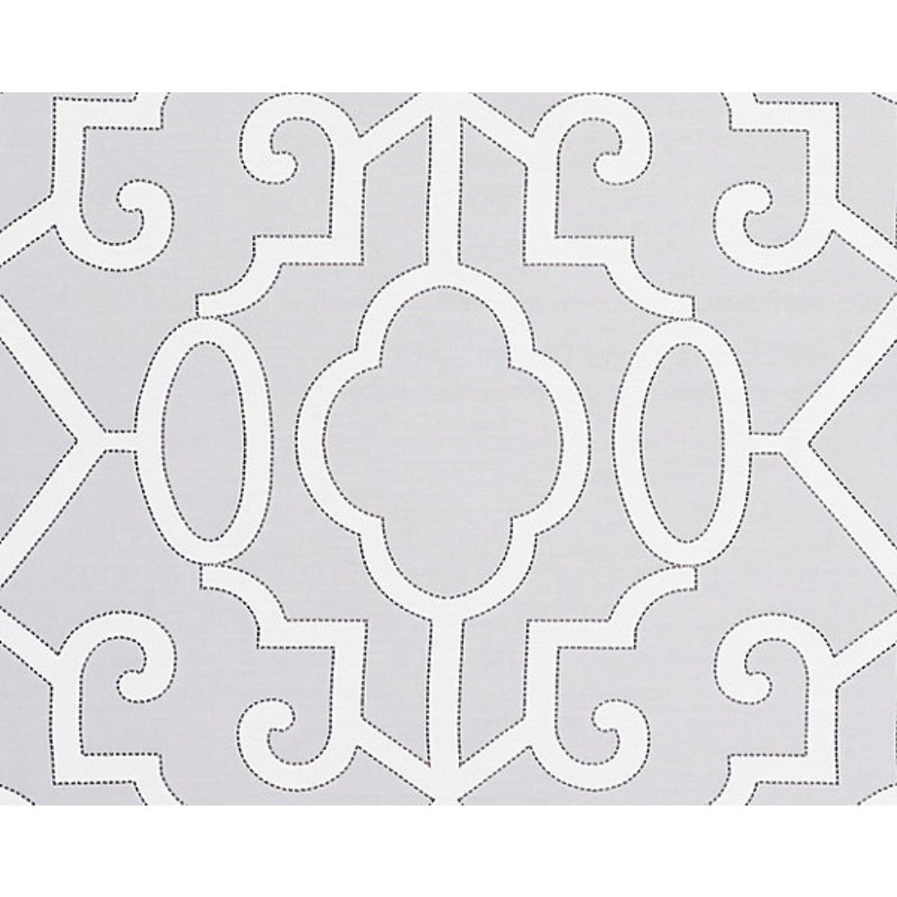 Scalamandre SC 000327012 Oriana Ming Fretwork Fabric in Pearl Grey