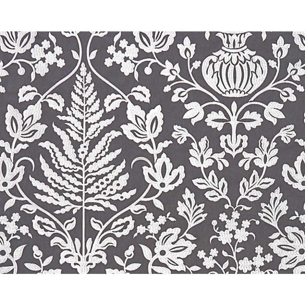 Scalamandre SC 000327032 Oriana Shalimar Embroidery Fabric in Charcoal