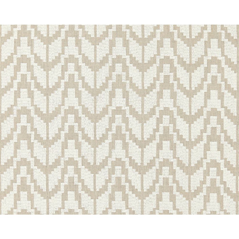 Scalamandre SC 000327103 Merchante Chevron Embroidery Fabric in Flax