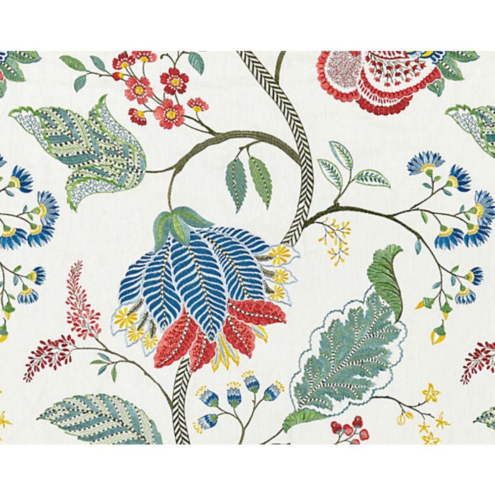 Scalamandre SC 000327175 La Boheme Palampore Embroidery Fabric in Bloom