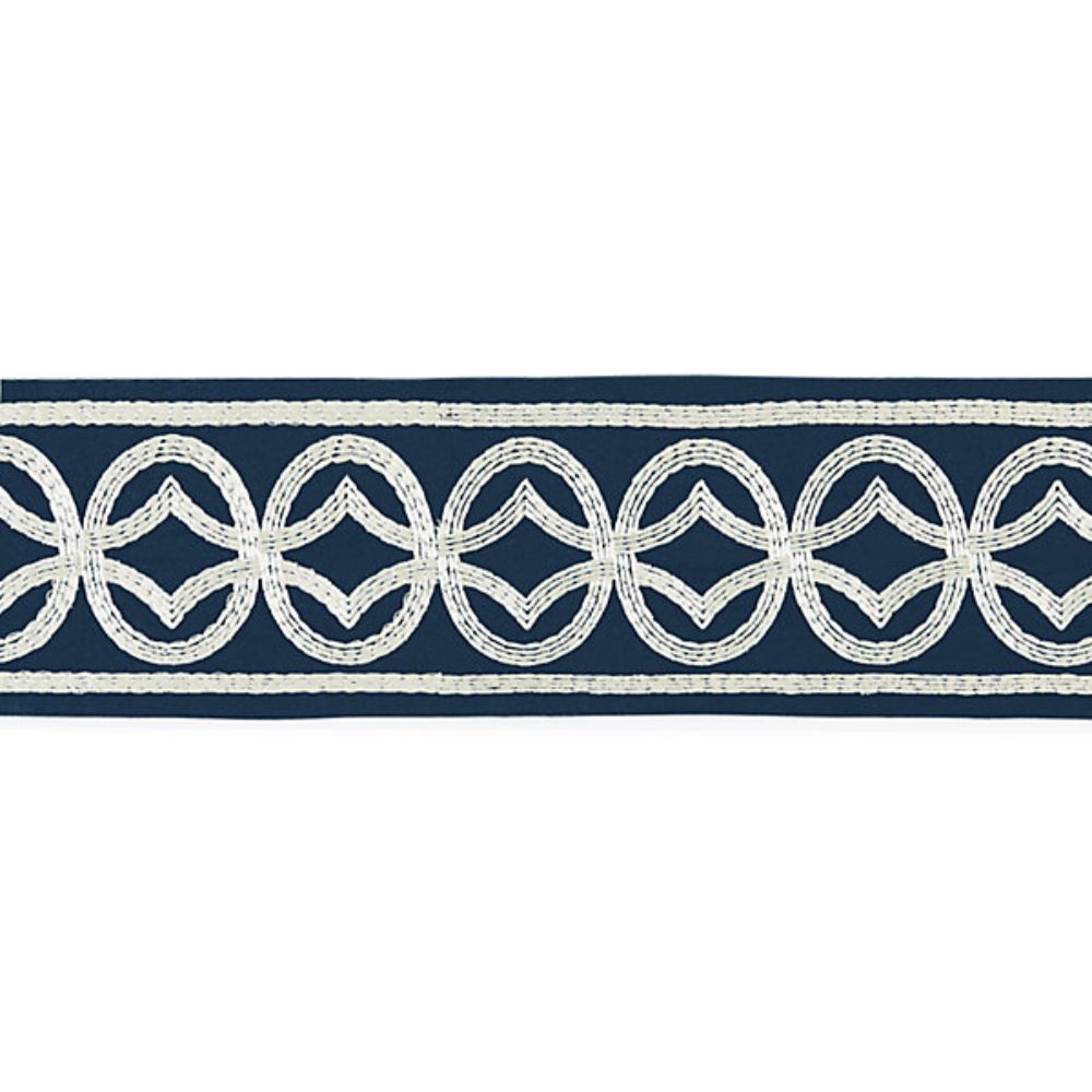 Scalamandre SC 0003T3305 La Boheme Athena Embroidered Tape Trimming in Navy