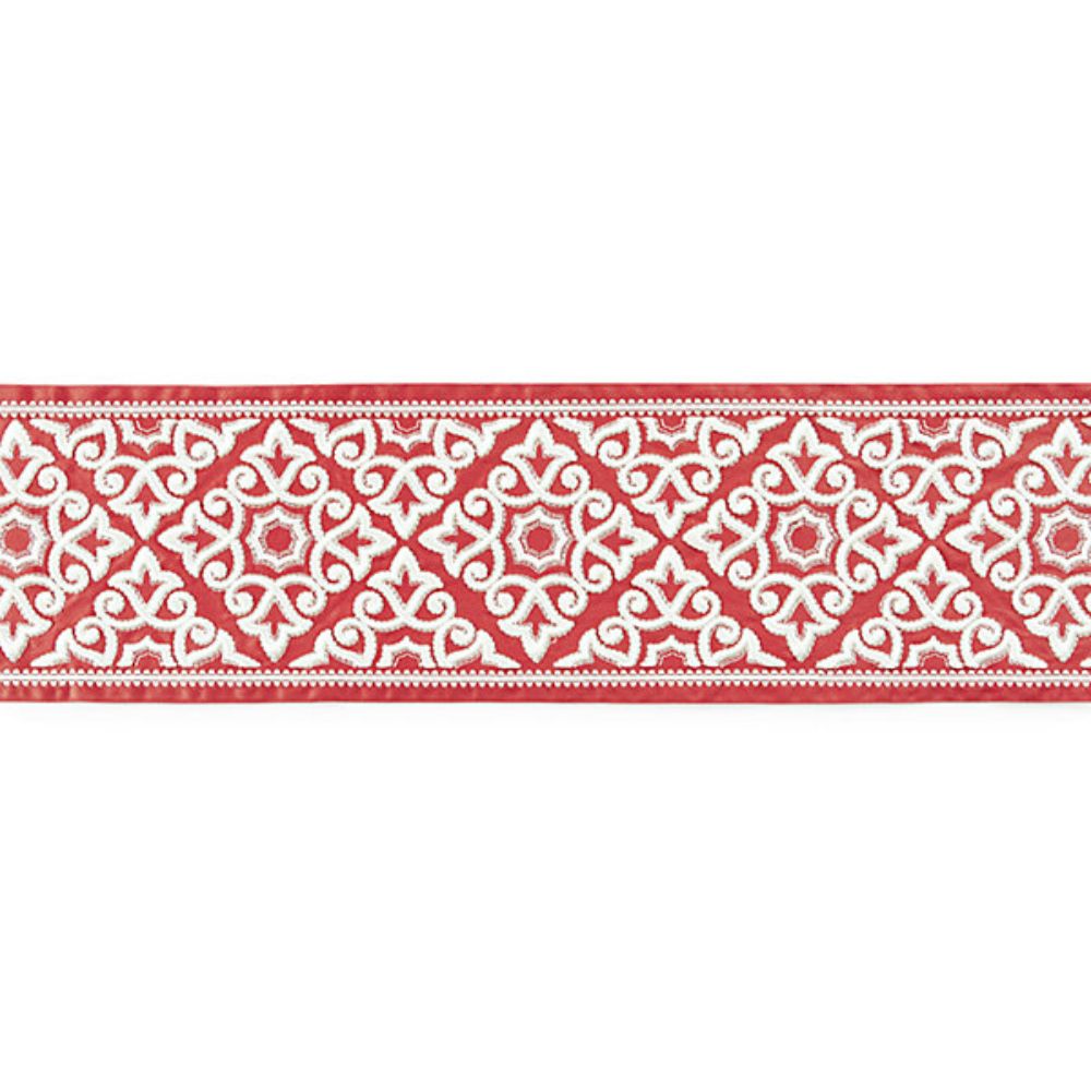 Scalamandre SC 0003T3320 Chinois Chic Ornamental Embroidered Tape Trimming in Coral