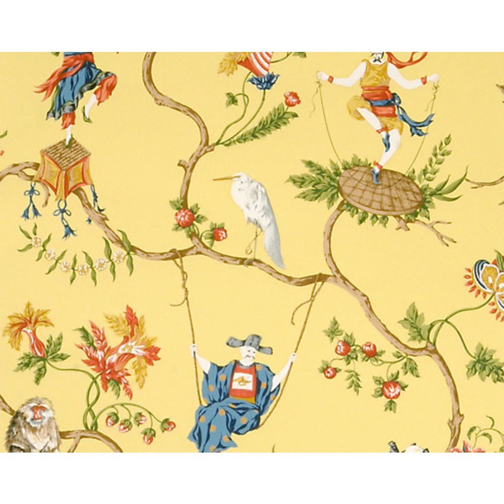 Scalamandre SC 0003WP81605 Ming Circus Wallcovering in Multi On Pollen