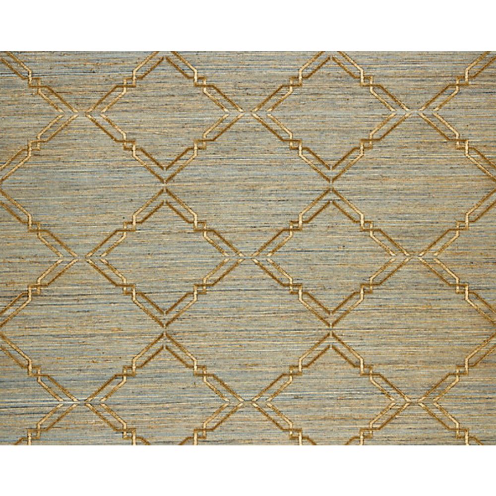 Scalamandre SC 0003WP88383 Kingsley Monroe Embroidered Grasscloth Wallcovering in Bronze