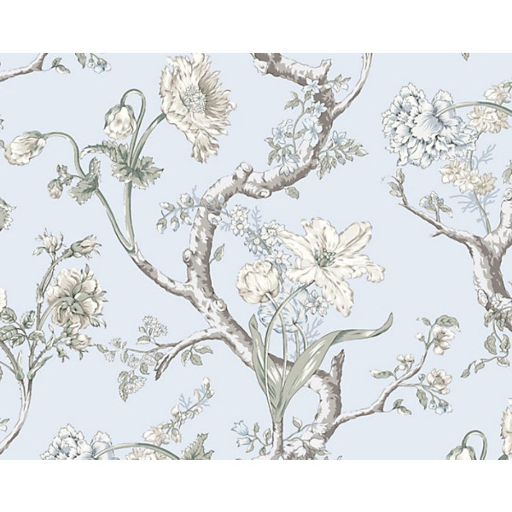 Scalamandre SC 0003WP88432 Arcadia Andrew Jackson Floral Wallcovering in Skylight