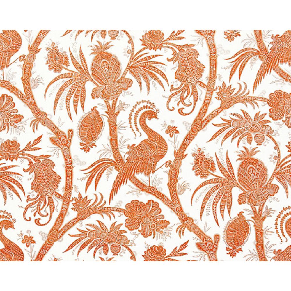 Scalamandre SC 000416575 Oriana Balinese Peacock Fabric in Mandarin