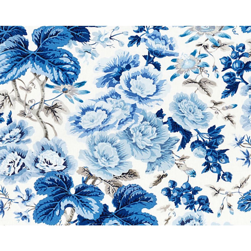 Scalamandre SC 000416595 Botanica Highgrove Linen Print Fabric in Porcelain
