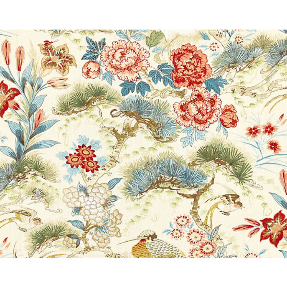 Scalamandre SC 000416601 Botanica Shenyang Linen Print Fabric in Sandalwood