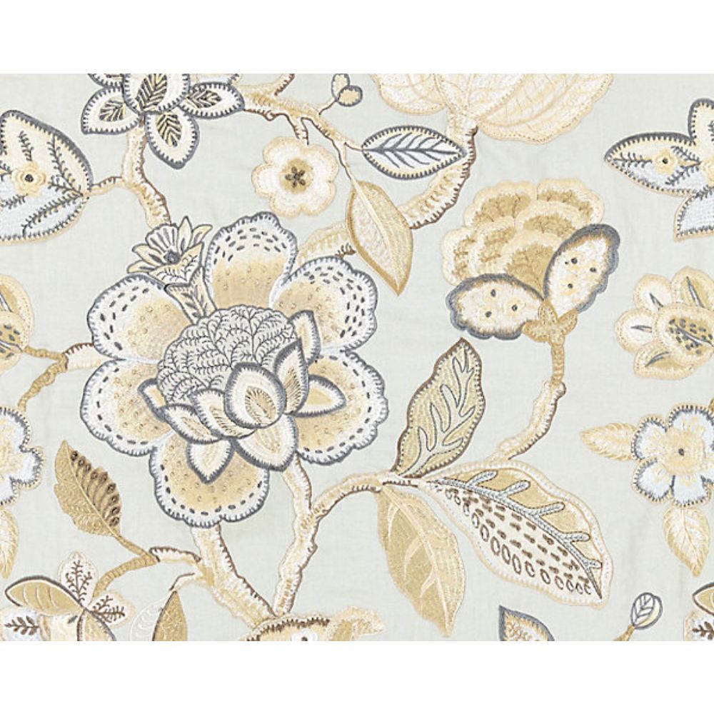 Scalamandre SC 000427126 Botanica Coromandel Embroidery Fabric in Mineral