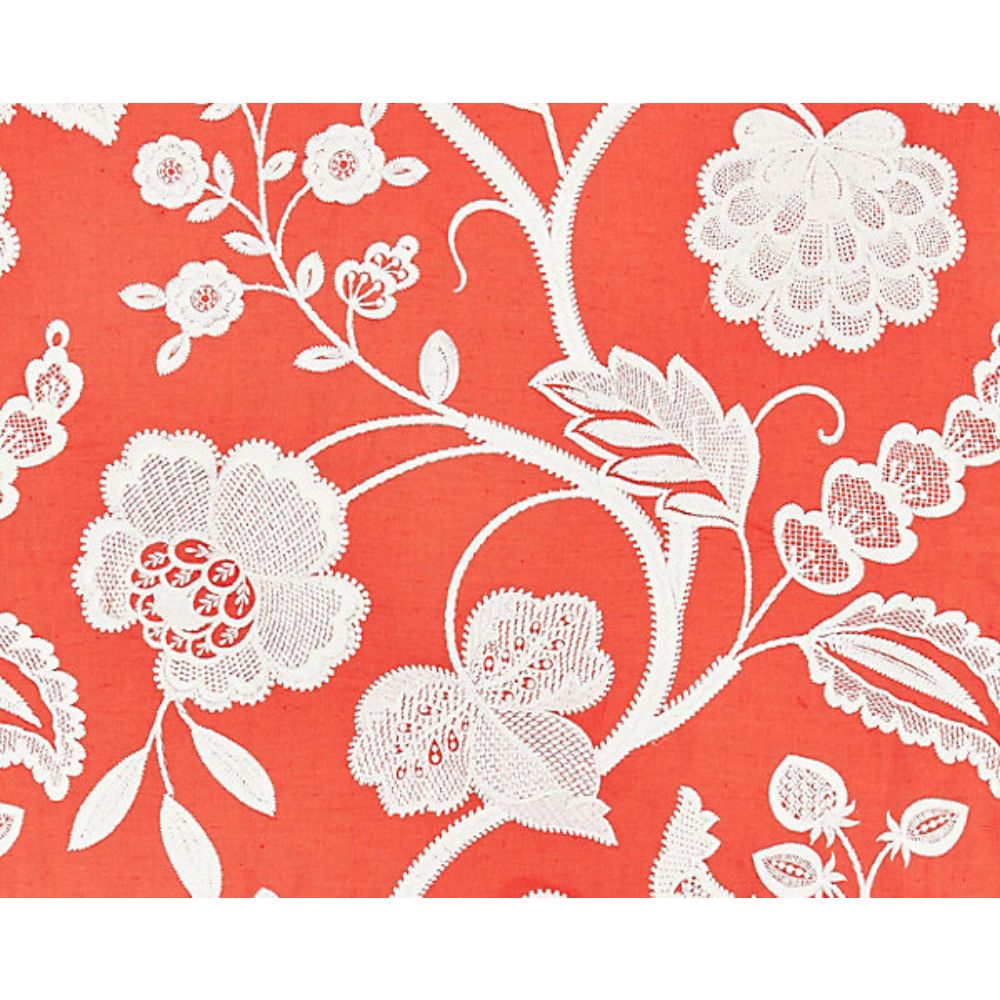 Scalamandre SC 000427151 Botanica Kensington Embroidery Fabric in Coral