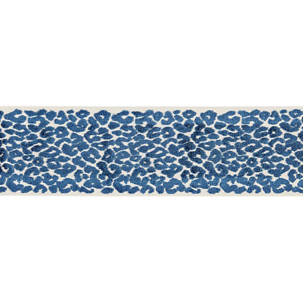 Scalamandre SC 0004T3277 Oriana Leopard Velvet Tape Trimming in Indigo