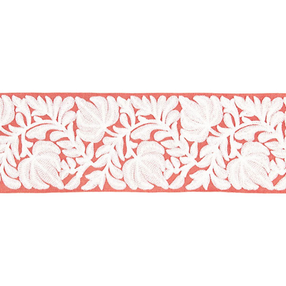 Scalamandre SC 0004T3296 Botanica Coventry Embroidered Tape Trimming in Coral