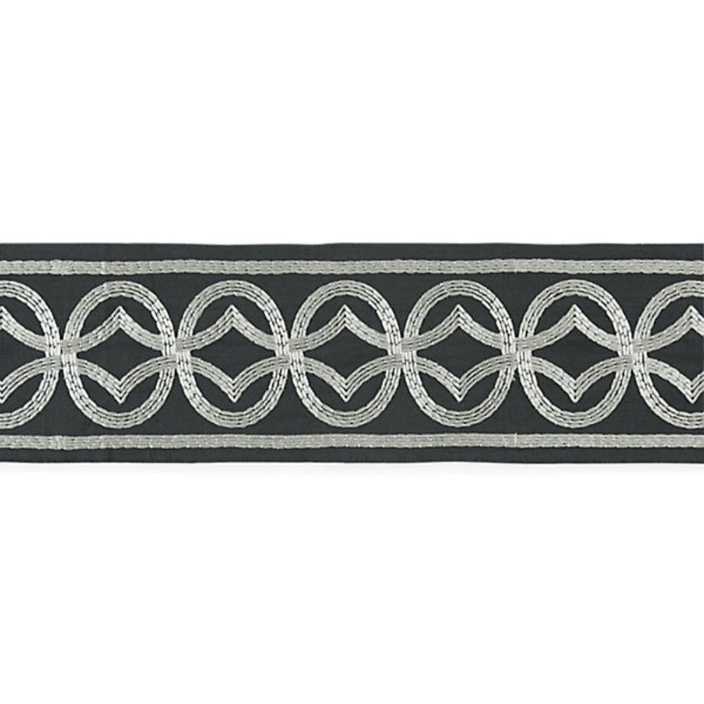Scalamandre SC 0004T3305 La Boheme Athena Embroidered Tape Trimming in Charcoal