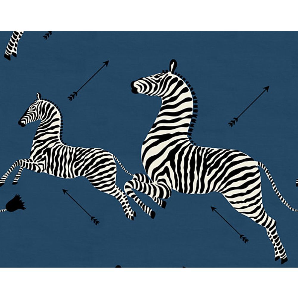 Scalamandre SC 000516496M Zebras Zebras Fabric in Denim