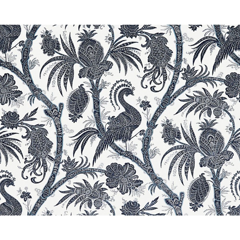 Scalamandre SC 000516575 Oriana Balinese Peacock Fabric in Indigo