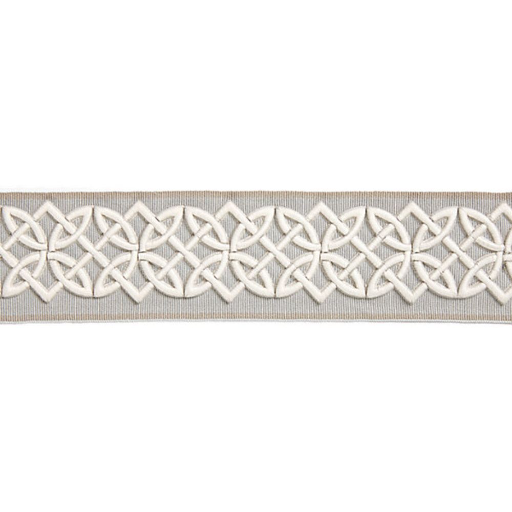 Scalamandre SC 0005T3282 Hamptons Celtic Embroidered Tape Trimming in Silver Grey
