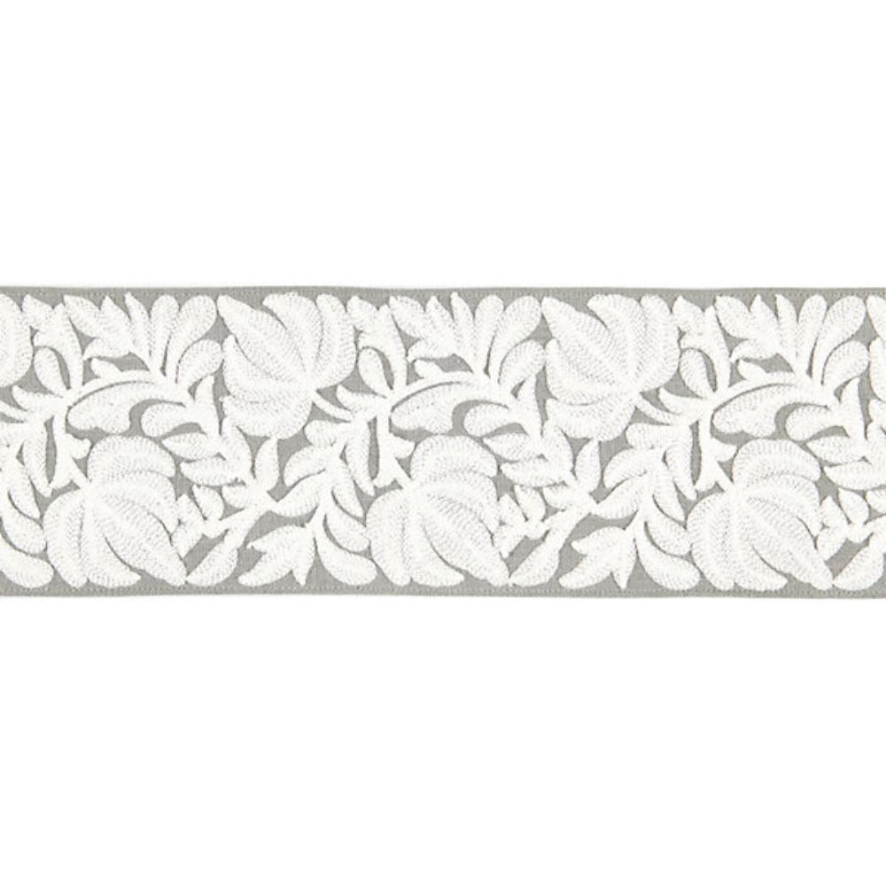 Scalamandre SC 0005T3296 Botanica Coventry Embroidered Tape Trimming in French Grey