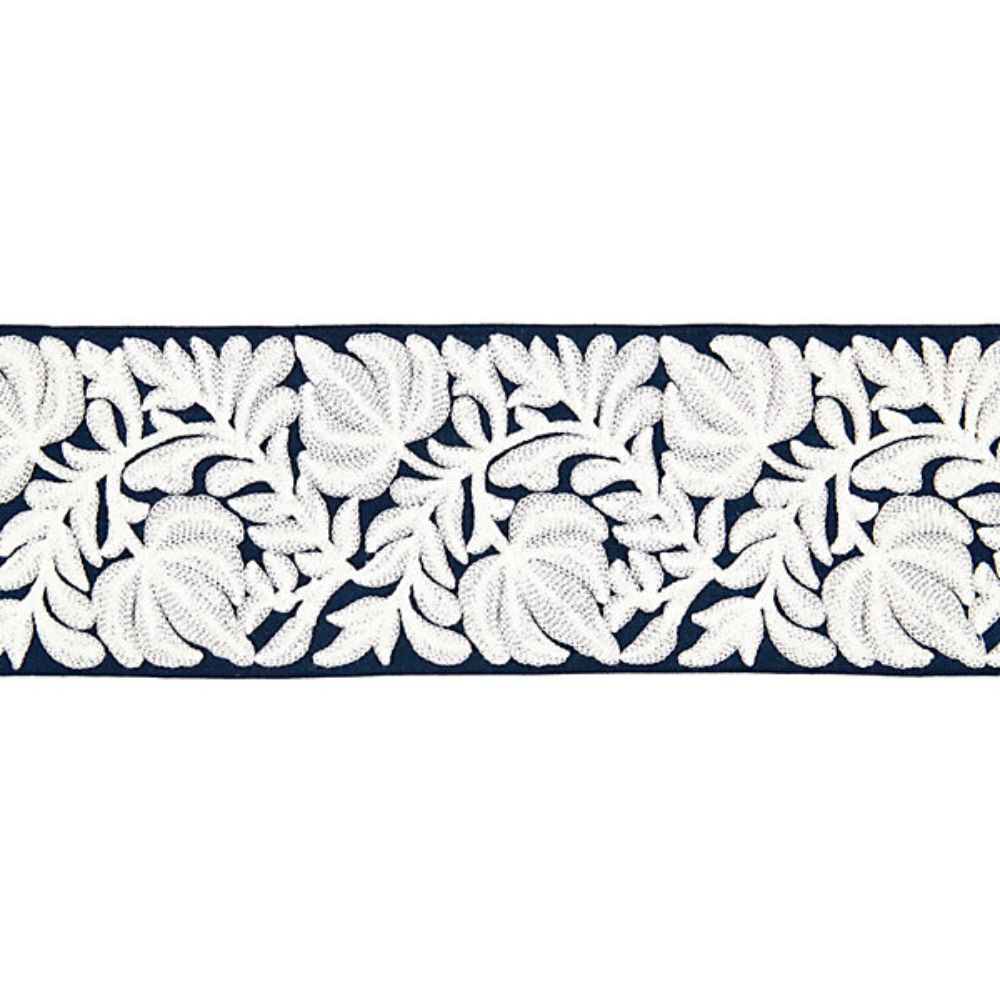Scalamandre SC 0006T3296 Botanica Coventry Embroidered Tape Trimming in Navy