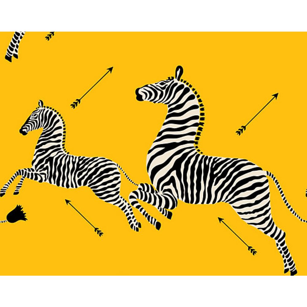 Scalamandre SC 0006WP81388M Zebras Zebras Wallcovering in Yellow