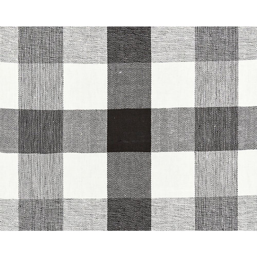 Scalamandre SC 000927135 Chatham Stripes & Plaids Westport Linen Plaid Fabric in Noir