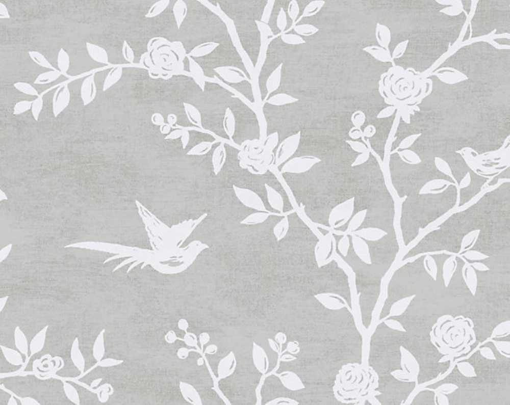 Scalamandre SC 1208SILH Silhouette Wallpaper in Pearl Grey