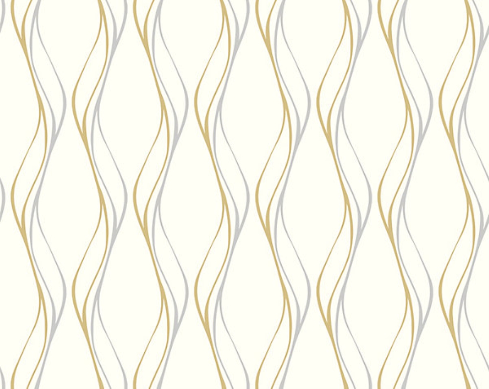 Scalamandre SC 1405MUSE Muse Wallpaper in Silver & White On Gold