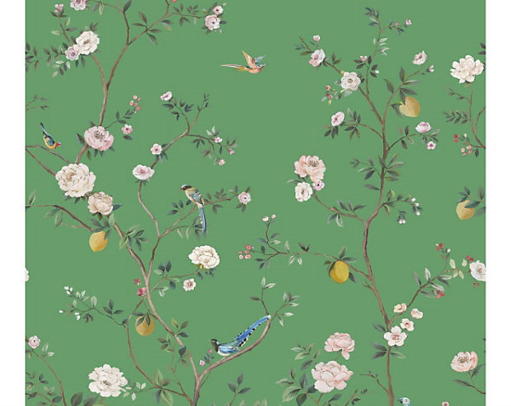 Scalamandre SC 1604BLSM Blossom Chinoiserie - Mural Wallpaper in Vert Garden