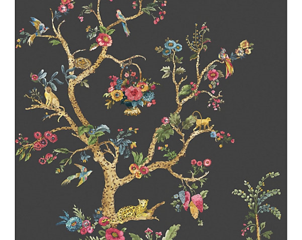 Scalamandre SC 1700ANTH Anthology Tree Of Life - Mural Wallpaper in Onyx