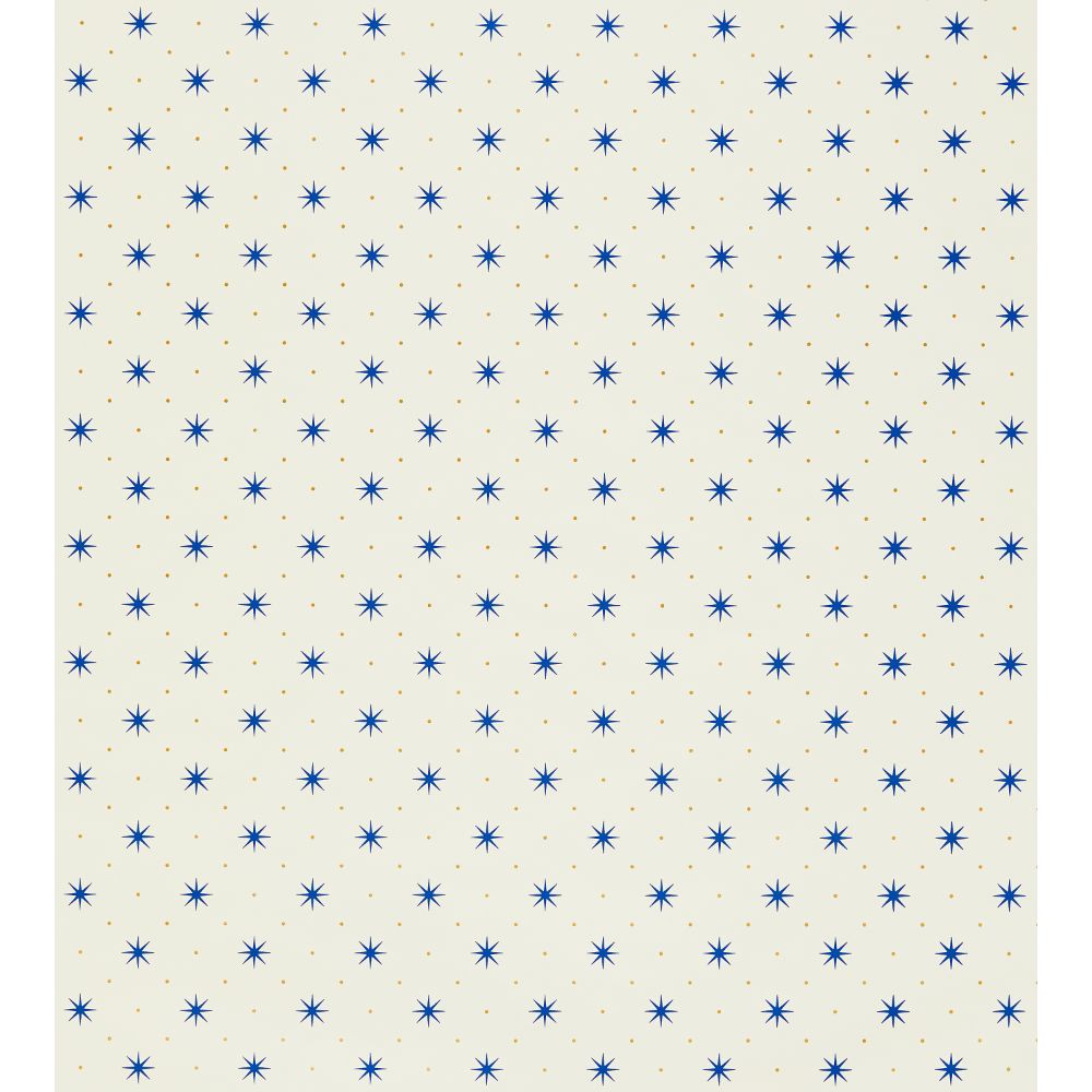 Scalamandre WHN000BP1003 Trixie Wallcovering in Blue & Gold On White