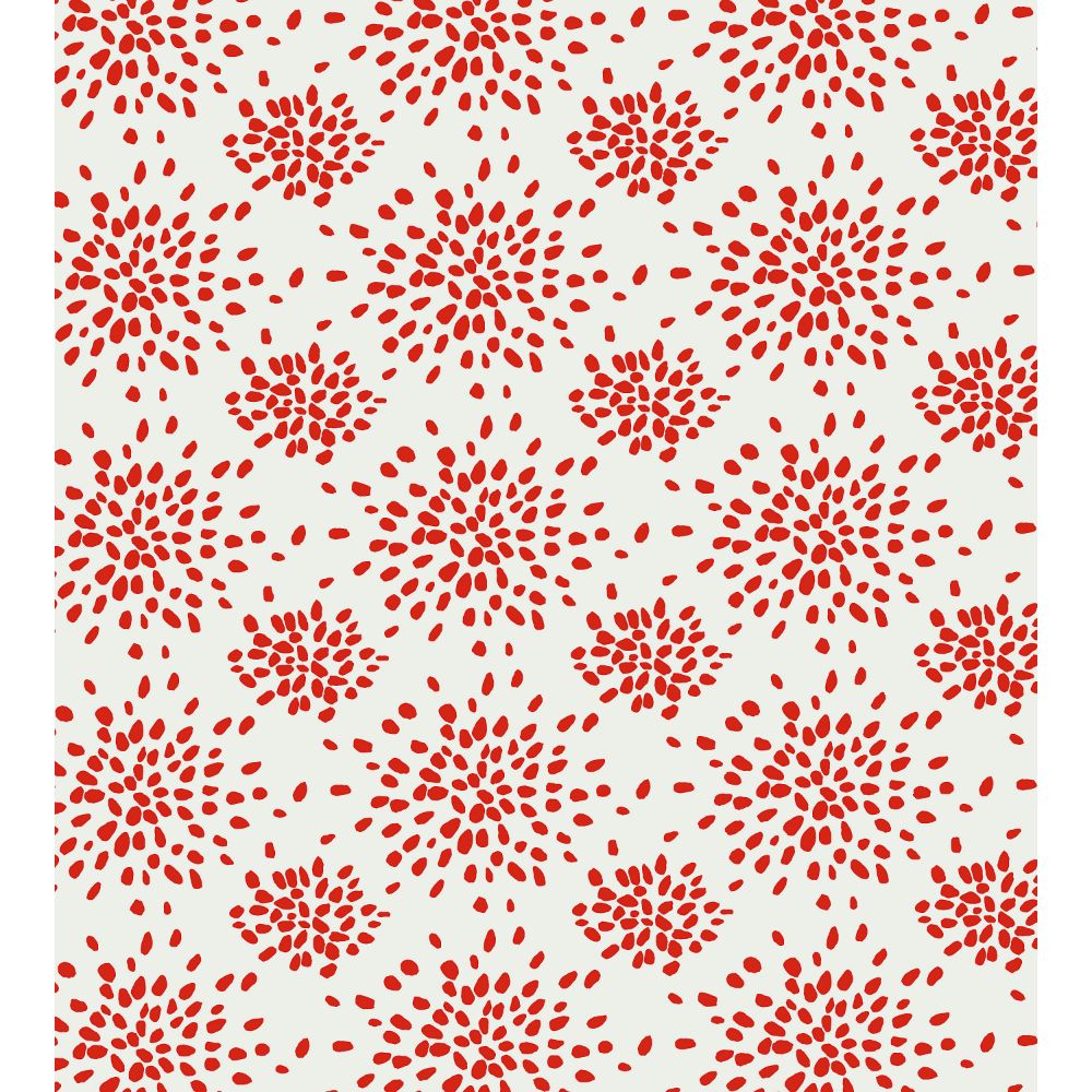 Scalamandre WHN000RP1020 Fireworks Wallcovering in Red On White