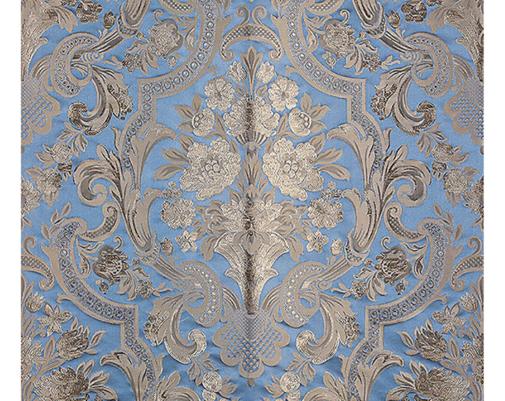 Scalamandre ZA 0041LUXV Luigi Xv Damask Fabric in Blue Topaz