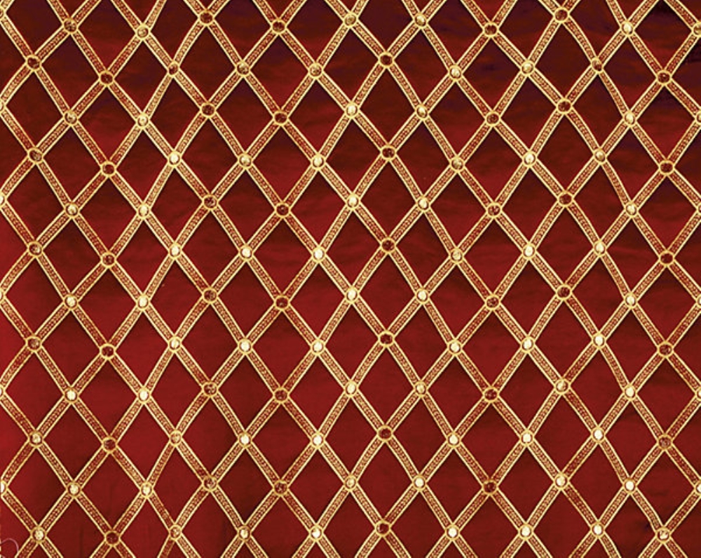Scalamandre ZA 2128REAL Reale Diamond Fabric in Cherry Gold