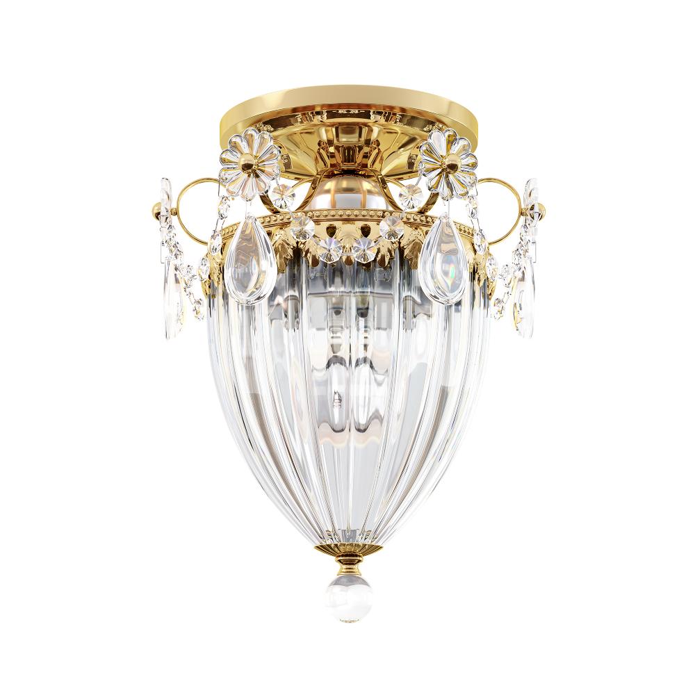 Schonbek 1239-211R Bagatelle 1 Light 9.5in x 8in Semi-Flush Mount in Gold with Clear Radiance Crystals