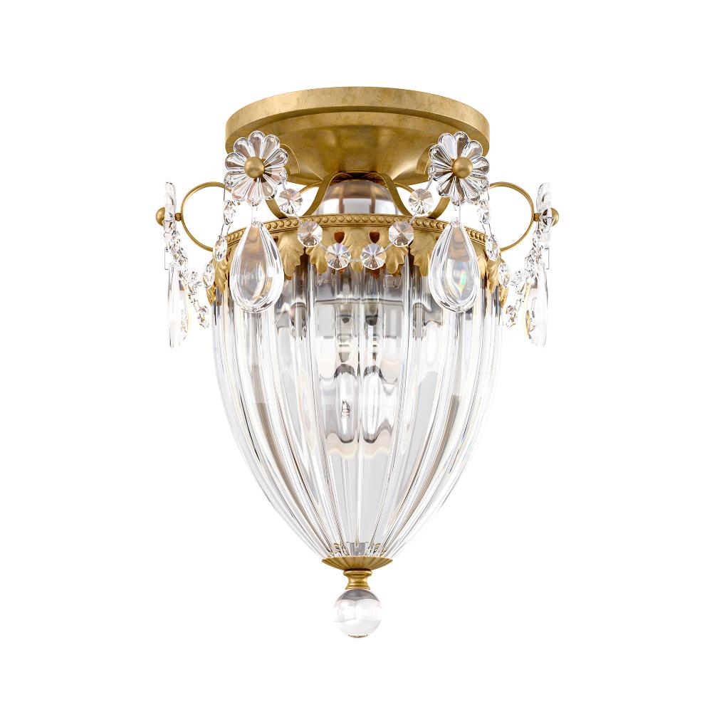 Schonbek 1239-22R Bagatelle 1 Light 9.5in x 8in Semi-Flush Mount in Heirloom Gold with Clear Radiance Crystals