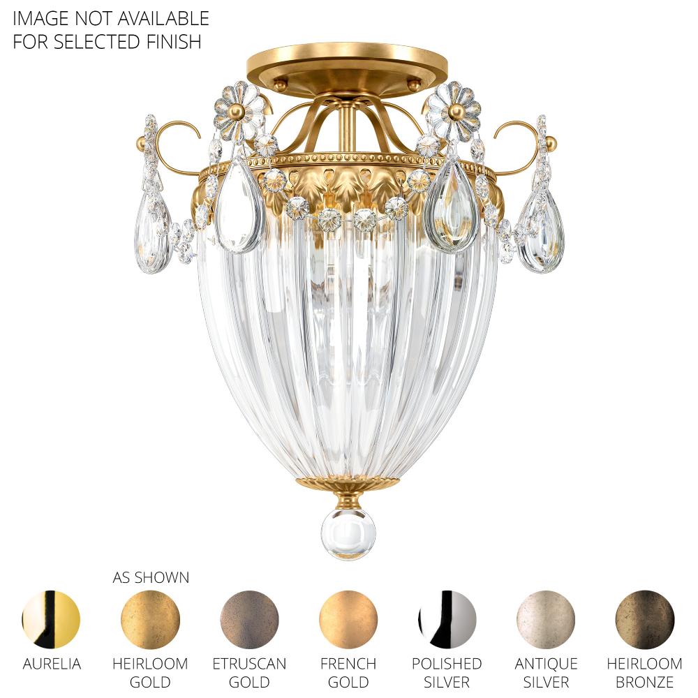 Schonbek 1242-211R Bagatelle 1 Light 12.5in x 10in Semi-Flush Mount in Gold with Clear Radiance Crystals