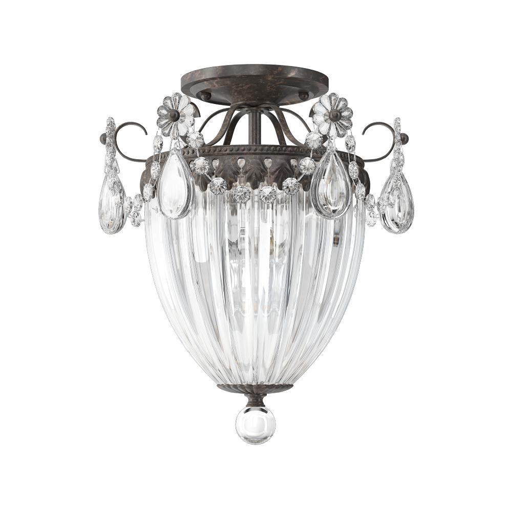 Schonbek 1242-76R Bagatelle 1 Light 12.5in x 10in Semi-Flush Mount in Heirloom Bronze with Clear Radiance Crystals