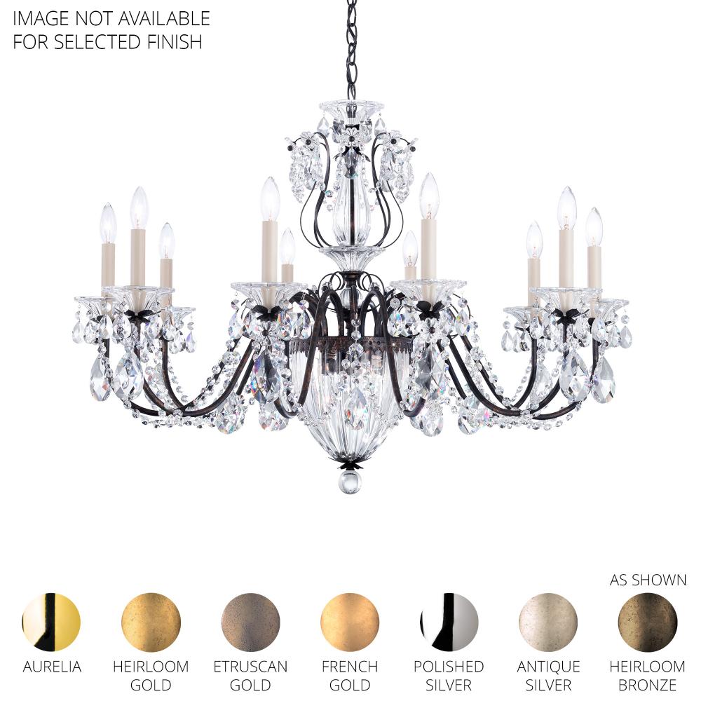 Schonbek 1260N-48R Bagatelle 10 Light 24.5in x 35in Chandelier in Antique Silver with Clear Radiance Crystals