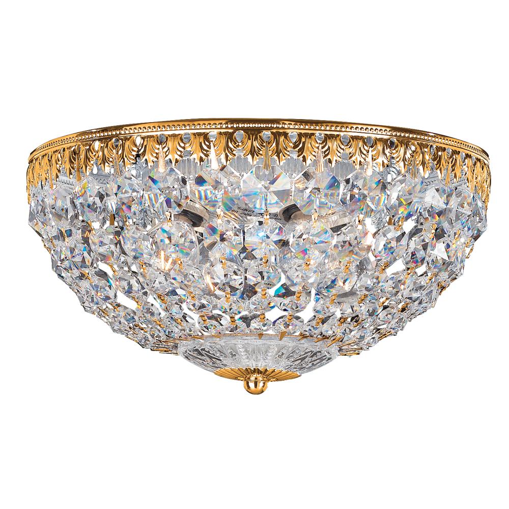 Schonbek 1560-211O Petit Crystal 4 Light 10in x 5.5in Flush Mount in Polished Gold with Clear Optic Crystals